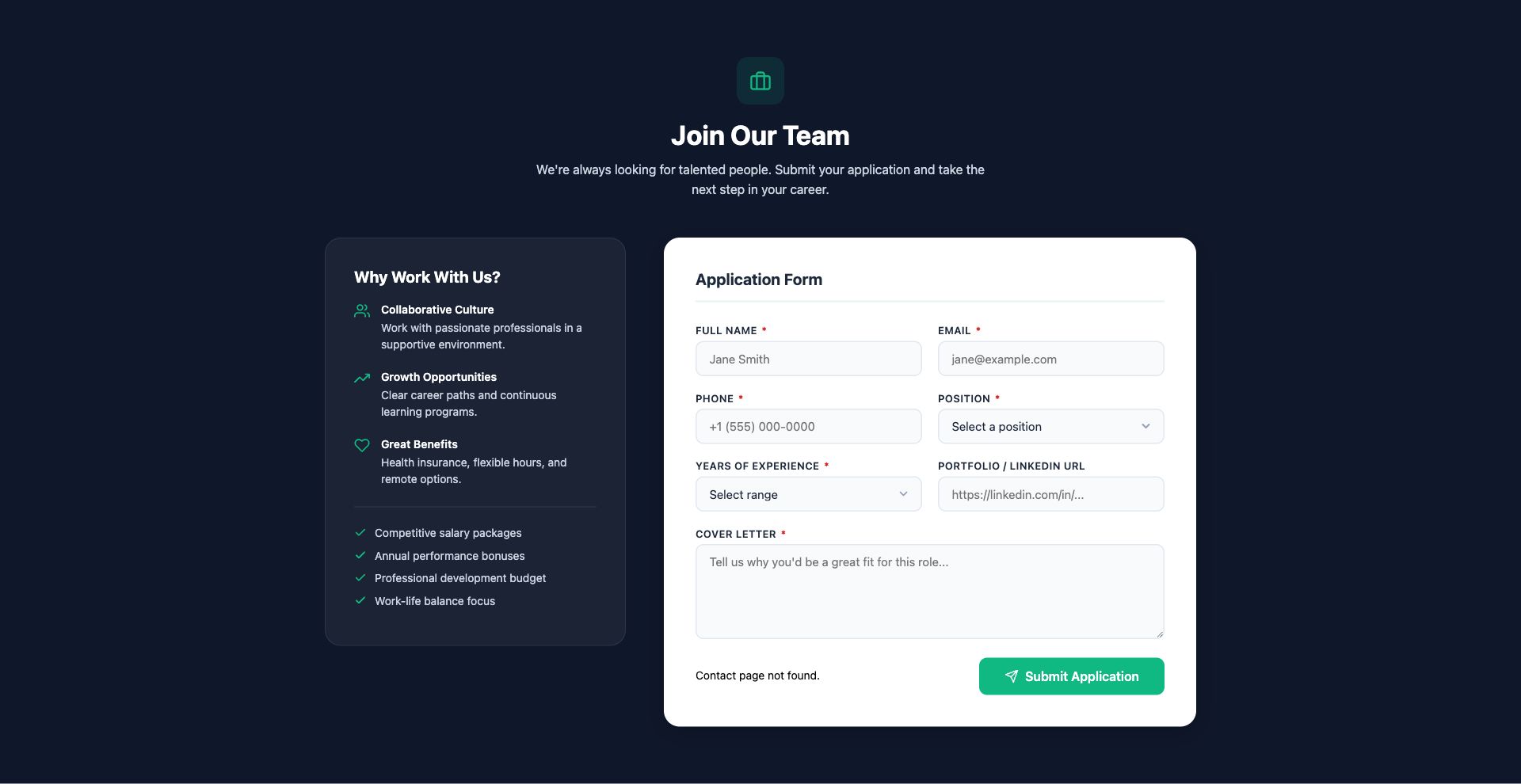 Job Application Form