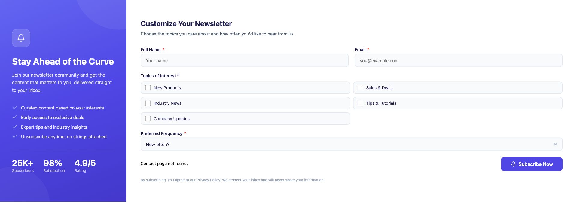 Newsletter Signup Enhanced