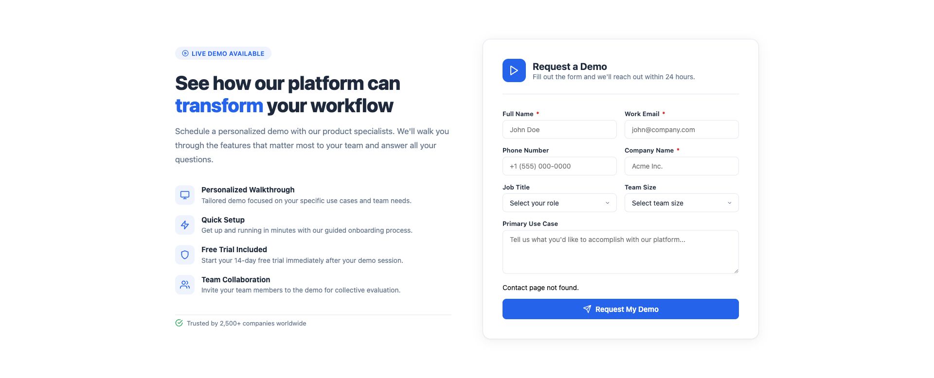 SaaS Demo Request Form