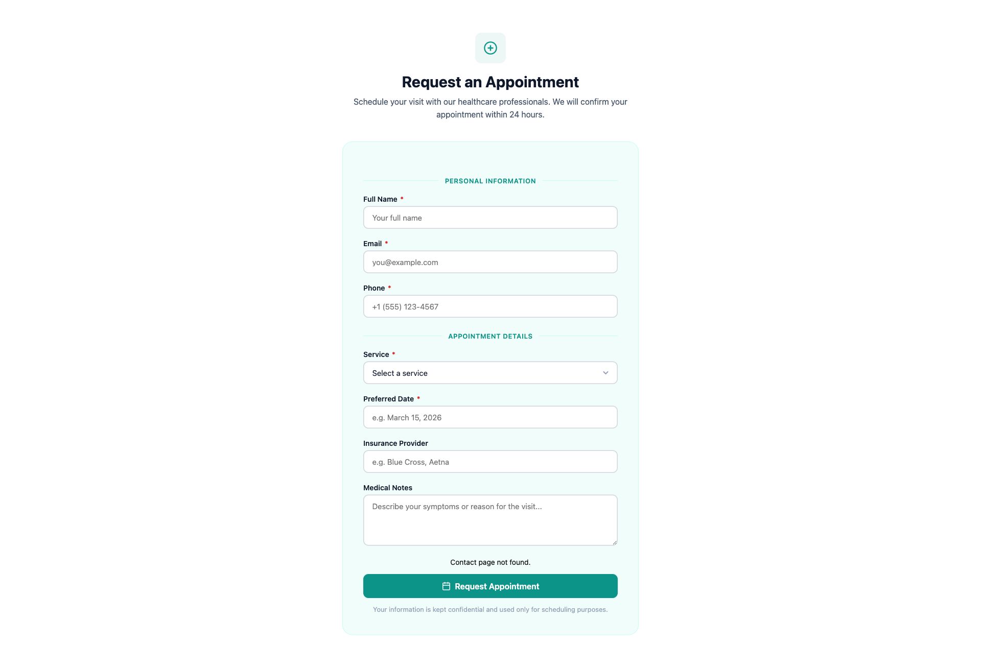 Healthcare Appointment Form