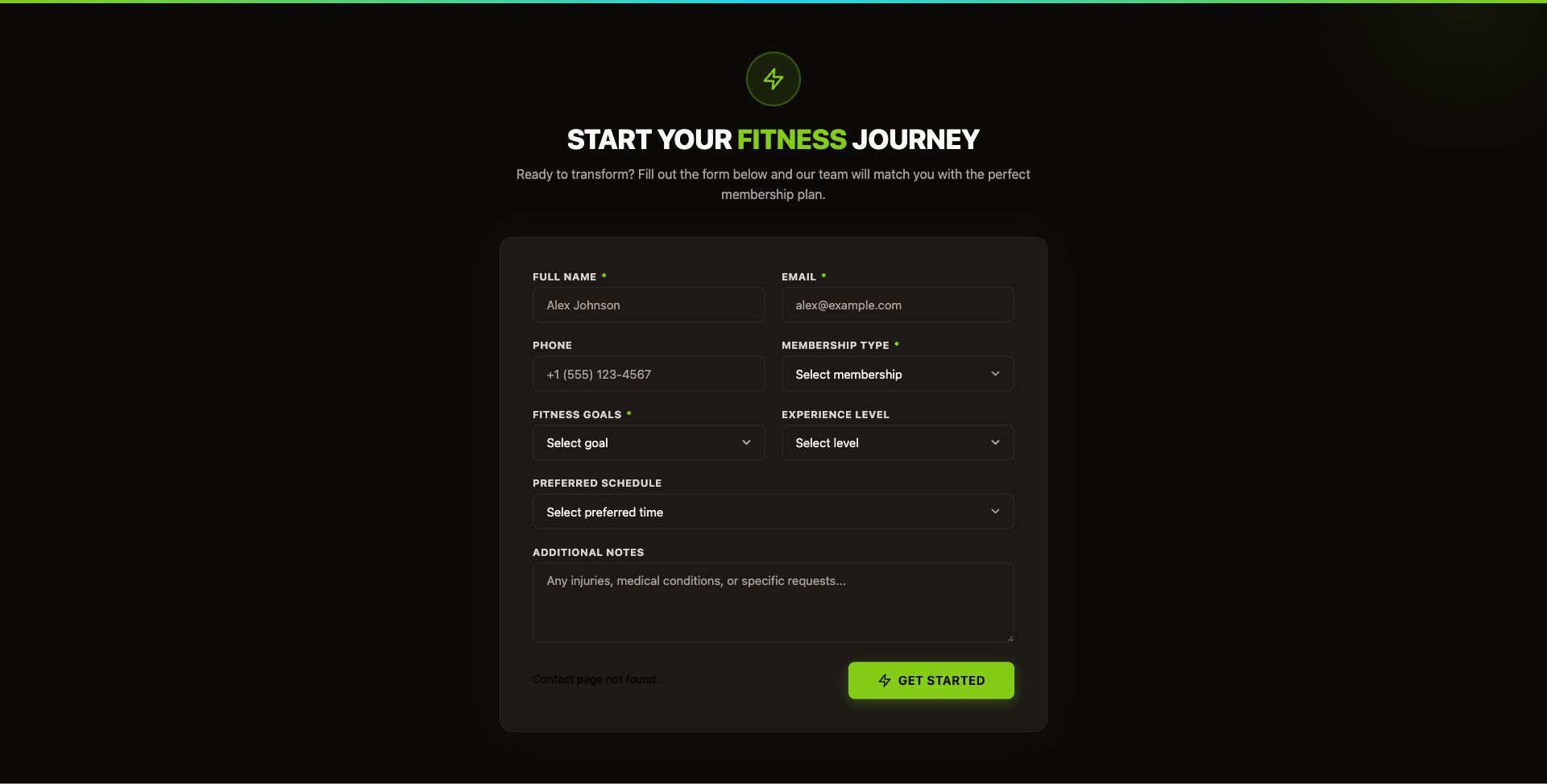 Fitness Membership Form