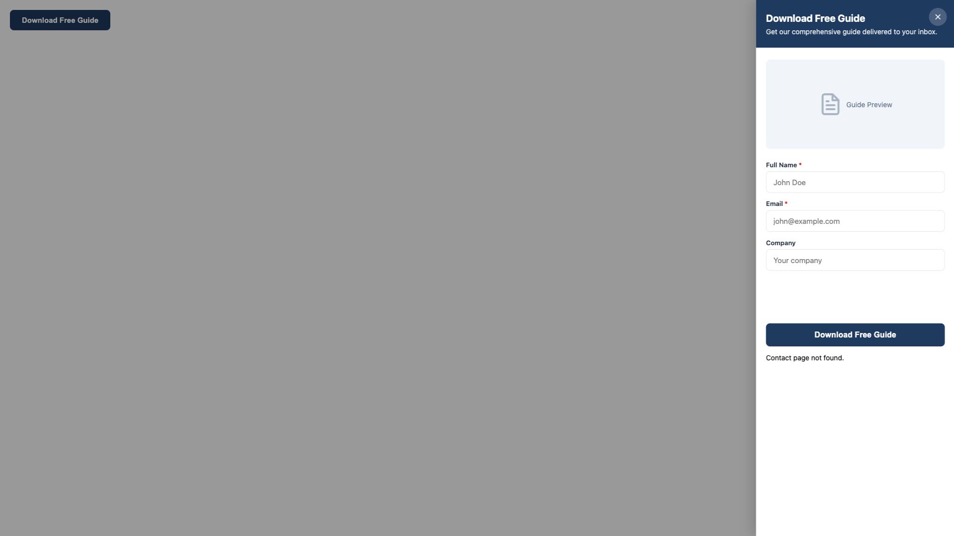 Content Download Popup